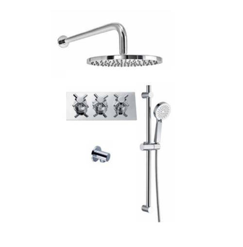 Thermostatic Concealed Shower Pack (Cross & Round)