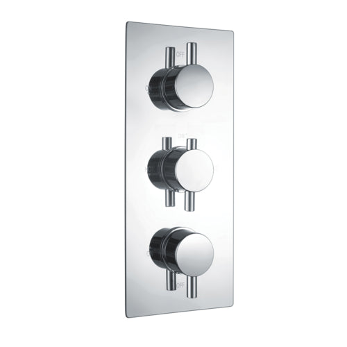 Vertical THERMOSTATIC (2 OUTLET, Round) CONCEALED SHOWER VALVE – 3 Handles