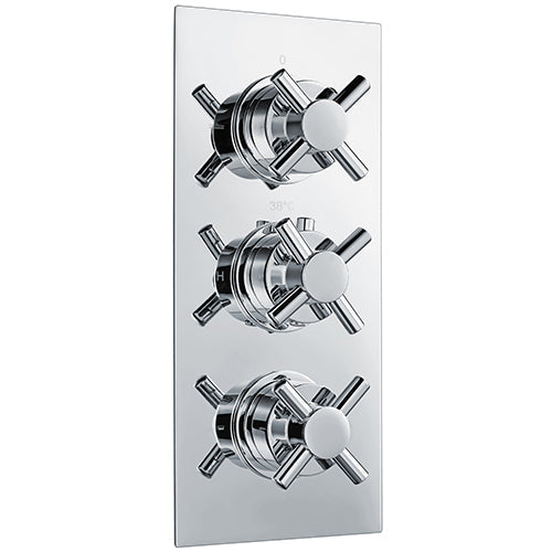 Cross THERMOSTATIC (2 OUTLET, Round) CONCEALED SHOWER VALVE – 3 Handles